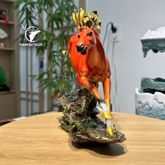 Tượng Ngựa Phong Thủy Mã Đáo Thành Công Màu Cam Trang Trí Phòng Khách Bàn Làm Việc Quà Tặng Khai Trương Tân Gia