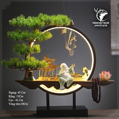 Kệ Gỗ Đặt Tượng Trang Trí Có Đèn Led , Có Thể Đốt Trầm Hương, Quà Tặng Tân Gia Khai Trương Trang Trí Bàn