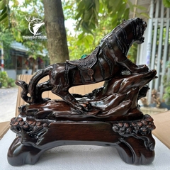 Tượng Hổ Phong Thủy Sơn Giả Gỗ 33x16x32cm – Trấn Trạch, Chiêu Tài, Hổ Gầm Sơn Hà