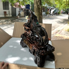 Tượng Hổ Phong Thủy Sơn Giả Gỗ 33x16x32cm – Trấn Trạch, Chiêu Tài, Hổ Gầm Sơn Hà