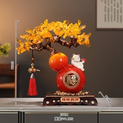 Tượng Hồ Lô Mèo Thần Tài May Mắn Cây Tiền, Quà Tặng Tân Gia Khai Trương Sinh Nhật Decor Nhà Cửa