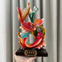 Tượng Cá Chép Song Ngư Nhả Ngọc, Decor Trang Trí Nhà Cửa, Quà Tặng Tân Gia Khai Trương Sinh Nhật