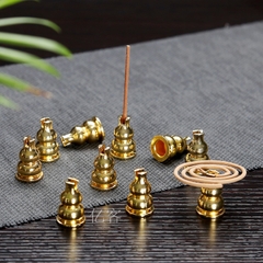 Đế Trụ Đồng Đặt Nụ Trầm Thác Khói, Cắm Nhang Vòng Và Nhang Cây Thắp Hương, Phụ Kiện Để Lư Trầm Vòng Đèn