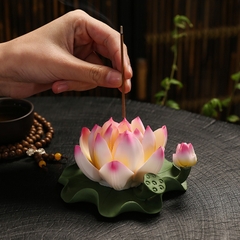 Đế Cắm Nhang Hình Hoa Sen Lớn Bằng Gốm Sứ Cao Cấp Trang Trí Tiểu Cảnh, Bàn Thờ Nhỏ
