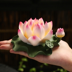 Đế Cắm Nhang Hình Hoa Sen Lớn Bằng Gốm Sứ Cao Cấp Trang Trí Tiểu Cảnh, Bàn Thờ Nhỏ