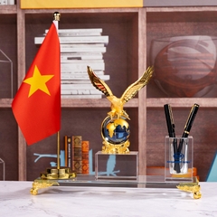 Hộp Bút Ống Đựng Bút Doanh Nhân,Thuyền Thuận Buồn Xuôi Gió Để Bàn Pha Lê Quà Tặng Khai Trương Tặng Sếp Giám Đốc Lãnh Đạo