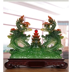 Tượng Con Rồng Song Long Tụ Bảo size 31 Phong Thủy Tuổi Thìn, Quà Tặng Tân Gia, Khai Trương, Decor
