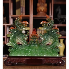 Tượng Con Rồng Song Long Tụ Bảo size 31 Phong Thủy Tuổi Thìn, Quà Tặng Tân Gia, Khai Trương, Decor
