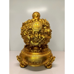 Vật Phẩm Phong Thủy Lư Vàng Cửu Long Tranh Châu, Quà Tặng Tân Gia Khai Trương Sinh Nhật.