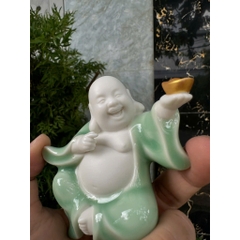 Tượng Phật Di Lặc Bồ Tát Bằng Gốm Trang Trí Tiểu Cảnh, Thác Nước, Bàn Làm Việc, Gỗ Lũa, Cây Cảnh
