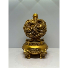 Vật Phẩm Phong Thủy Lư Vàng Cửu Long Tranh Châu, Quà Tặng Tân Gia Khai Trương Sinh Nhật.