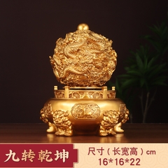 Vật Phẩm Phong Thủy Lư Vàng Cửu Long Tranh Châu, Quà Tặng Tân Gia Khai Trương Sinh Nhật.