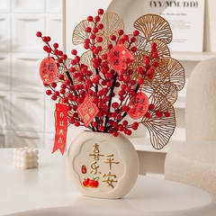 Set Bình hoa đào đông tài lộc (Chưng Tết 2025) -Tân gia khai trương-bình hoa derco trang trí nhà cửa