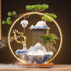 Thác nước, thác khói trầm hương phong thủy cao cấp hình hươu Size 37Cm, Quà Tặng để bàn đem lại may mắn,tài lộc