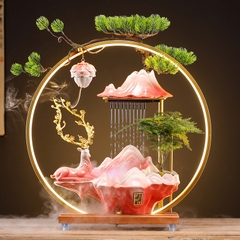 Thác nước, thác khói trầm hương phong thủy cao cấp hình hươu Size 37Cm, Quà Tặng để bàn đem lại may mắn,tài lộc