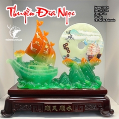 Tượng Thuyền Thuận Buồm Xuôi Gió Đĩa Ngọc Như Ý Phong Thủy, Quà Tặng Tân Gia , Khai Trương, Tặng Sếp