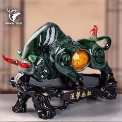 Tượng trâu phong thủy xanh ngọc tài lộc, Decor Trang trí phòng khách, bàn làm việc, quà tặng ý nghĩa