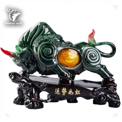 Tượng trâu phong thủy xanh ngọc tài lộc, Decor Trang trí phòng khách, bàn làm việc, quà tặng ý nghĩa
