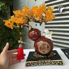 Tượng Hồ Lô Mèo Thần Tài May Mắn Cây Tiền, Quà Tặng Tân Gia Khai Trương Sinh Nhật Decor Nhà Cửa