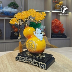 Tượng Hồ Lô Mèo Thần Tài May Mắn Cây Tiền, Quà Tặng Tân Gia Khai Trương Sinh Nhật Decor Nhà Cửa