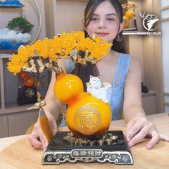 Tượng Hồ Lô Mèo Thần Tài May Mắn Cây Tiền, Quà Tặng Tân Gia Khai Trương Sinh Nhật Decor Nhà Cửa