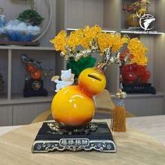 Tượng Hồ Lô Mèo Thần Tài May Mắn Cây Tiền, Quà Tặng Tân Gia Khai Trương Sinh Nhật Decor Nhà Cửa