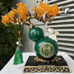 Tượng Hồ Lô Mèo Thần Tài May Mắn Cây Tiền, Quà Tặng Tân Gia Khai Trương Sinh Nhật Decor Nhà Cửa