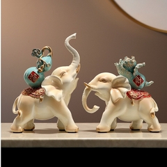 Cặp Tượng Voi Vàng Cưỡi Hồ Lô Bắp Cải Phong Thủy, Trang Trí, Quà Tặng Tân Gia, Khai Trương Sinh Nhật