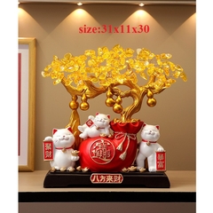 Tượng Mèo Thần Tài Hồ Lô Cây Tiền – Quà Tặng Trang Trí Nhà Cửa, Bàn Làm Việc Phong Thủy Chiêu Lộc