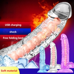 Dương vật giả trong suốt có khớp bẻ cong tùy ý