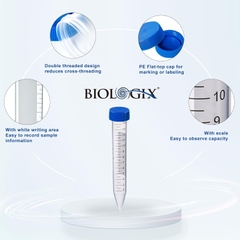 Ống ly tâm nhựa 15ml, nắp phẳng, Centrifuge Tubes (không tiệt trùng), 500 cái/Thùng, Hãng Biologix- USA