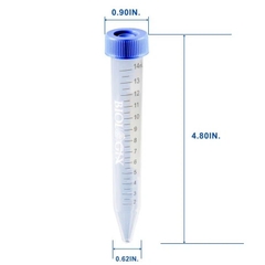 Ống ly tâm nhựa 15ml, nắp rãnh, Centrifuge Tubes ( tiệt trùng ), 25 cái/Túi, 50 cái/Rack, Hãng Biologix- USA