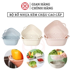 Bộ rổ nhựa vuông cao cấp kèm chậu cao cấp Hokori - Việt Nhật Plastic HN