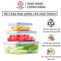 Bộ 3 hộp đựng thực phẩm chữ nhật Hokori 6533 - Việt Nhật Plastic HN