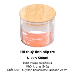 Hũ thủy tinh nắp tre đựng thực phẩm Nikko Inochi