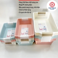 Rổ chữ nhật có quai cầm nhựa đựng đồ đa năng (3596/3597/3598) - Việt Nhật Plastic HN