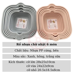 Bộ rổ nhựa vuông cao cấp kèm chậu cao cấp Hokori - Việt Nhật Plastic HN