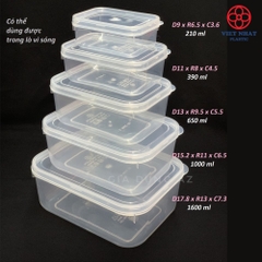 Bộ 5 hộp lạnh bầu đựng thức ăn Việt Nhật an toàn tiện lợi - Việt Nhật Plastic