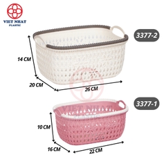 Giỏ nhựa đựng đồ đan hoa có tay cầm 3377 Việt Nhật - Việt Nhật Plastic HN