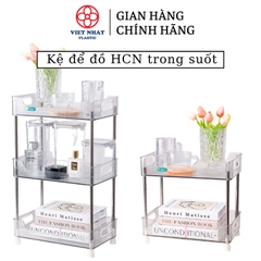 Kệ chữ nhật trong suốt thân inox Hokori 5556, để đồ uống, decor bàn - Việt Nhật Plastic HN