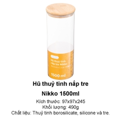 Hũ thủy tinh nắp tre đựng thực phẩm Nikko Inochi