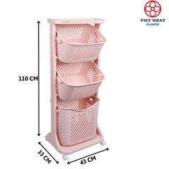 Kệ đựng đồ đa năng 3 tầng có bánh xe Việt Nhật (5567) - Việt Nhật Plastic HN