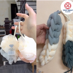 Bông tắm lưới tròn, dài mềm mịn có dây treo