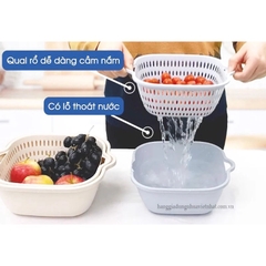 Bộ rổ nhựa vuông cao cấp kèm chậu cao cấp Hokori - Việt Nhật Plastic HN