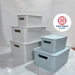 Rổ nhựa có nắp đựng đồ đa năng 3386 - Việt Nhật Plastic HN