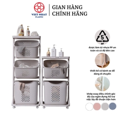 Kệ đựng đồ đa năng 3 tầng có bánh xe Việt Nhật (5567) - Việt Nhật Plastic HN