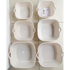Bộ rổ nhựa vuông cao cấp kèm chậu cao cấp Hokori - Việt Nhật Plastic HN