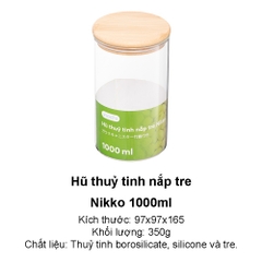 Hũ thủy tinh nắp tre đựng thực phẩm Nikko Inochi