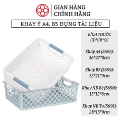 Khay A4, B5, rổ nhựa chữ nhật có quai cầm, khay văn phòng bằng nhựa - Việt Nhật Plastic HN