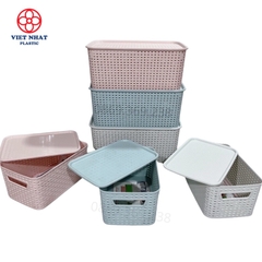 Rổ nhựa có nắp đựng đồ đa năng 3386 - Việt Nhật Plastic HN